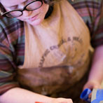 Victoria Claire Dawes at work in her studio at Yorkshire Art Space’ Persistence Works in Sheffield 2017